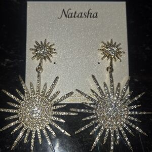 Natasha Couture Gold and Silver Starburst Earrings